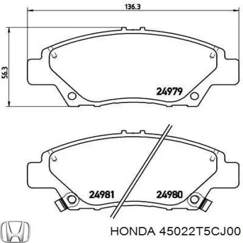 Гальмівні колодки Honda 45022T5CJ00 ціна, від 30.83 USD