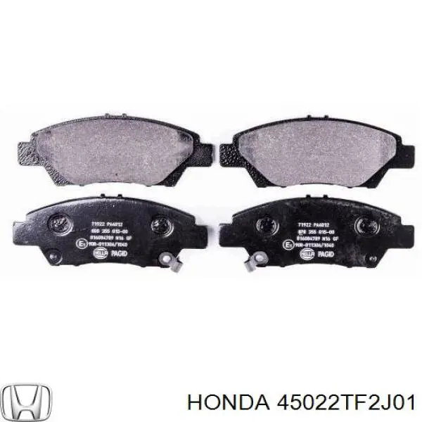 Передні тормозні колодки 45022TF2J01 Honda