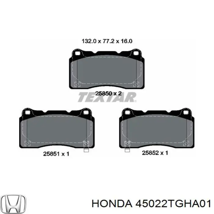 45022TGHA01 Honda Передні гальмівні колодки
