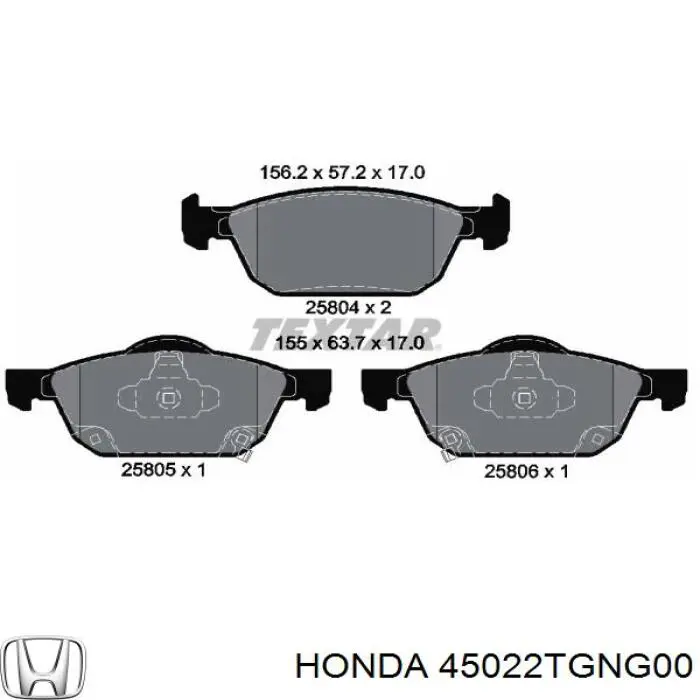 Гальмівні колодки Honda 45022TGNG00 ціна, від 39.86 USD