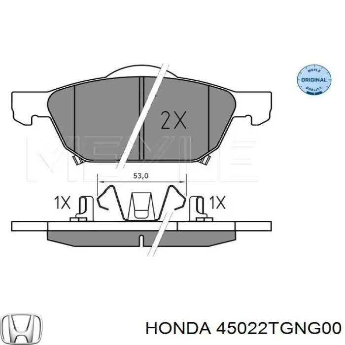 Передні тормозні колодки 45022TGNG00 Honda