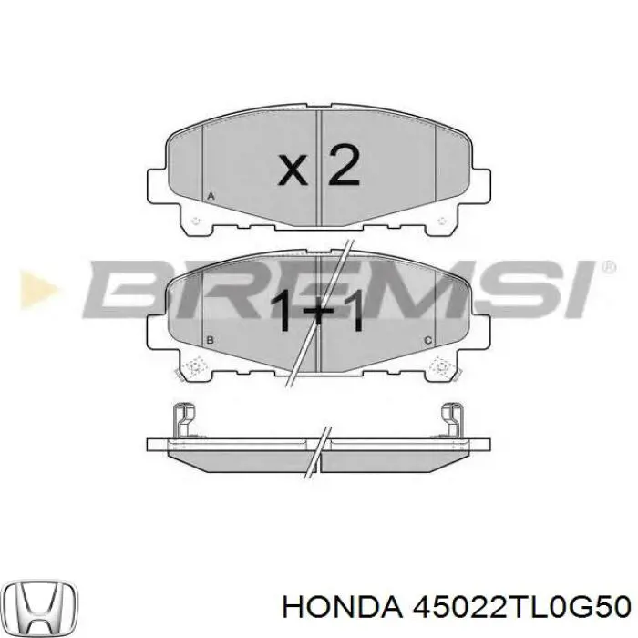 45022TL0G50 Honda колодки гальмівні передні, дискові