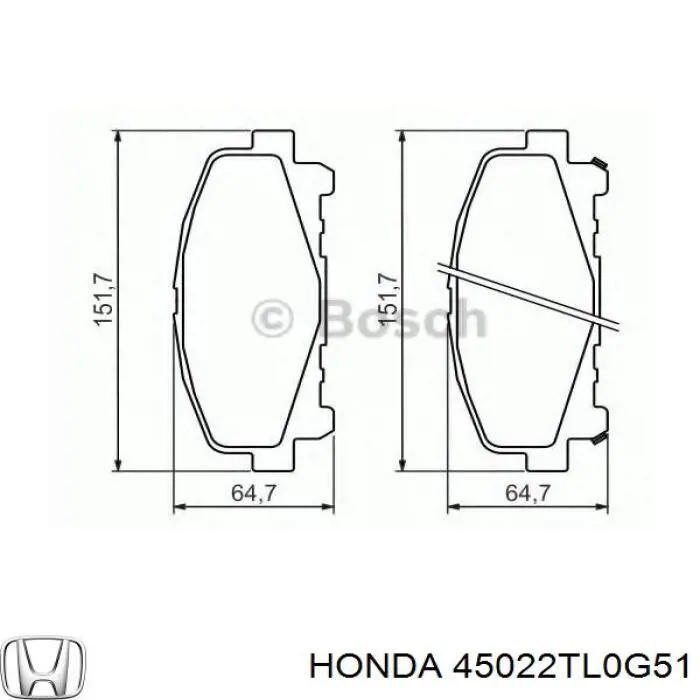 Гальмівні колодки Honda 45022TL0G51 ціна, від 23.84 USD