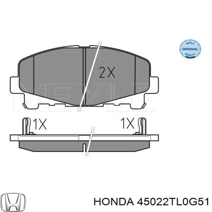 45022TL0G51 Honda колодки гальмівні передні, дискові