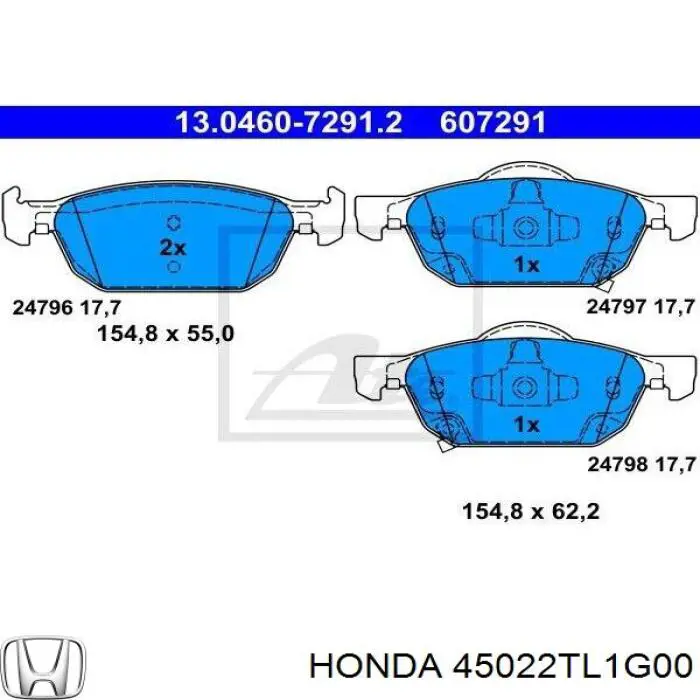 45022TL1G00 Honda Передні гальмівні колодки