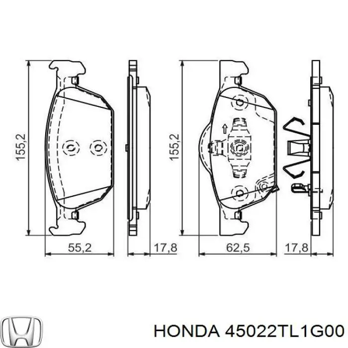 Купити 45022TL1G00 Honda Колодки гальмівні передні, дискові
