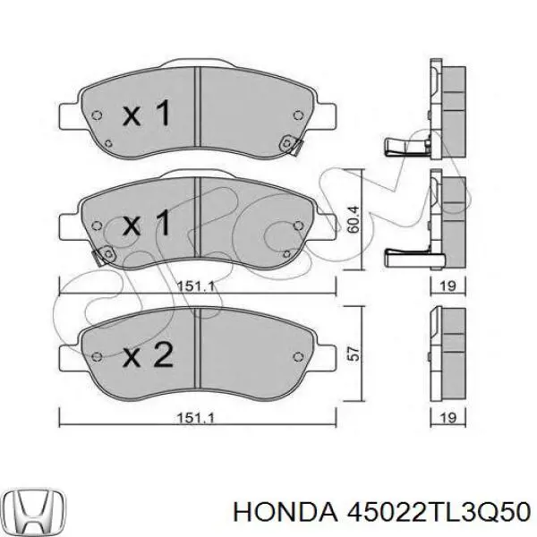 Купити 45022TL3Q50 Honda Колодки гальмівні передні, дискові