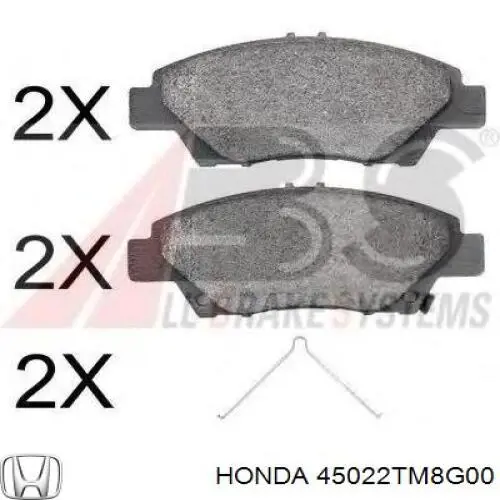 45022TM8G00 Honda колодки гальмівні передні, дискові