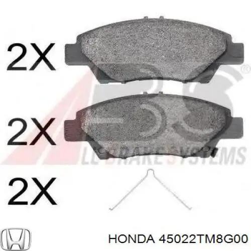 45022TM8G00 Honda Передні гальмівні колодки