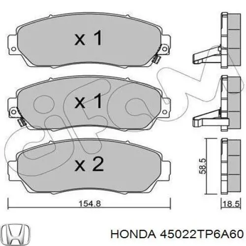 Передні тормозні колодки 45022TP6A60 Honda