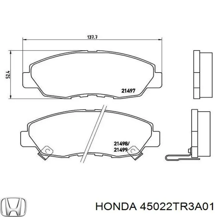 Передні тормозні колодки 45022TR3A01 Honda