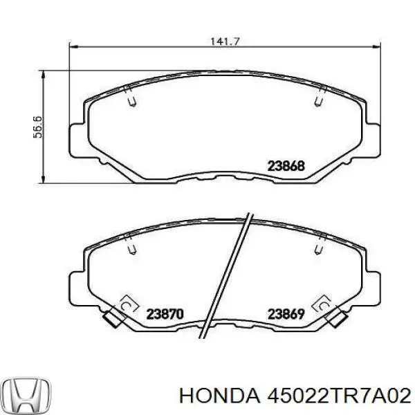 45022TR7A02 Honda колодки гальмівні передні, дискові