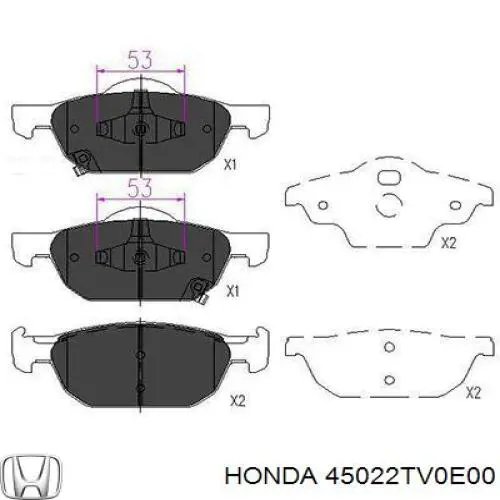 Колодки гальмівні передні, дискові 45022TV0E00 Honda