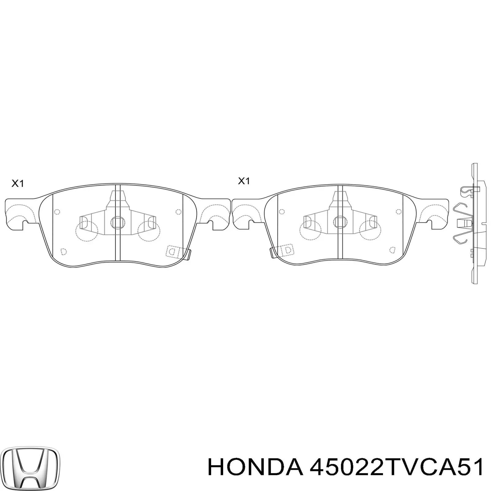 Передні тормозні колодки 45022TVCA51 Honda