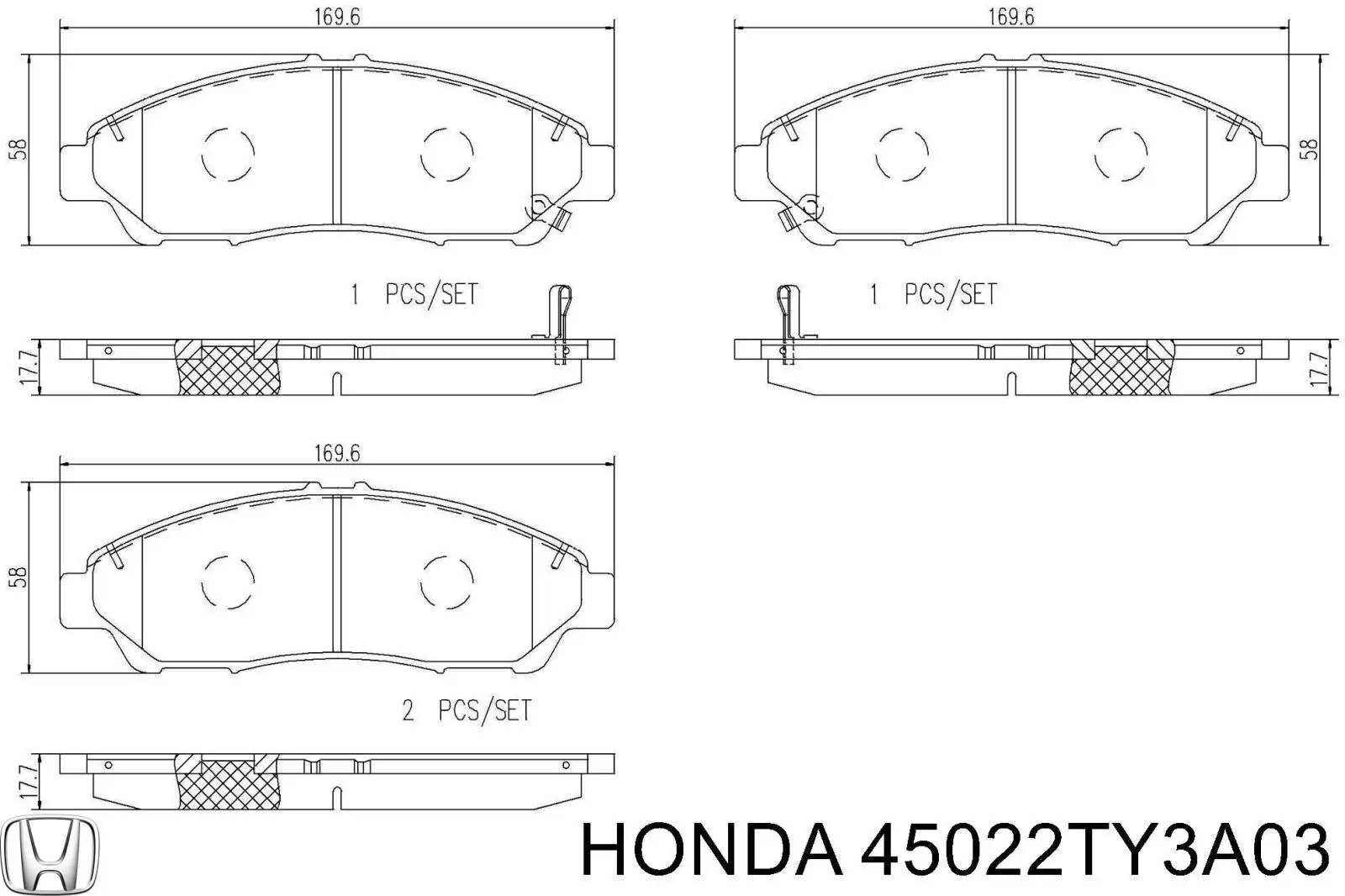 45022TY3A03 Honda Передні гальмівні колодки