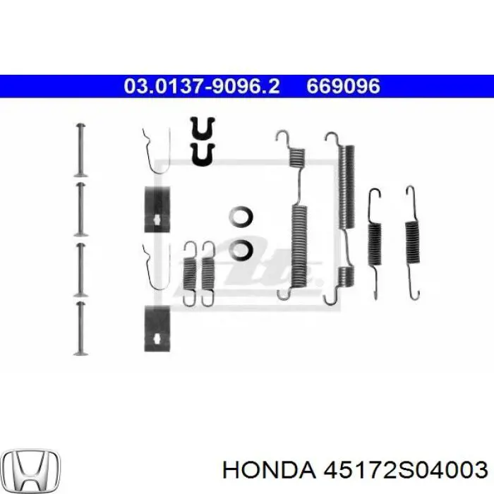 Ремкомплект гальмівних колодок 43172S04003 Honda