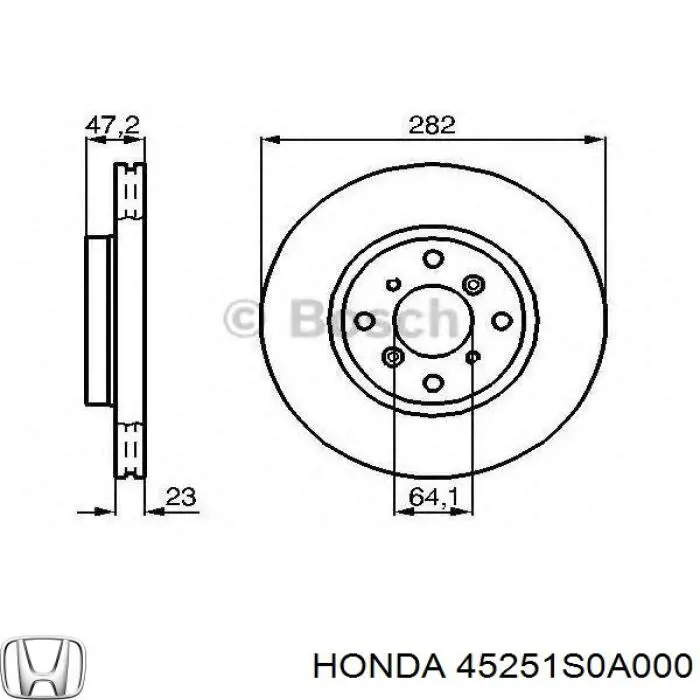 Диск переднього гальма Honda 45251S0A000 ціна, від 37.30 USD
