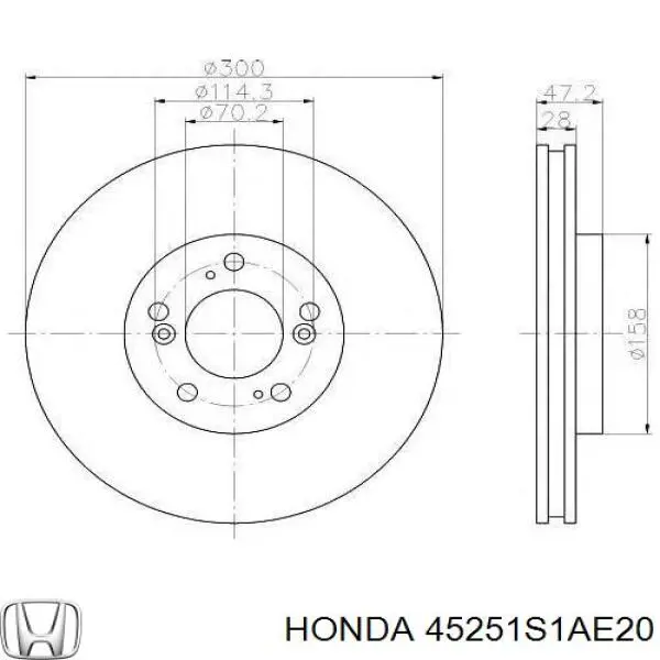 Купити 45251S1AE20 Honda Ротор гальмівний