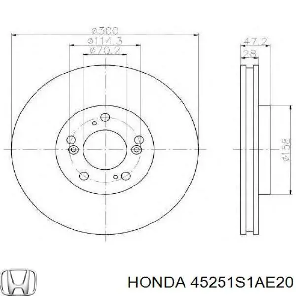 Диск переднього гальма Honda 45251S1AE20 ціна, від 53.53 USD