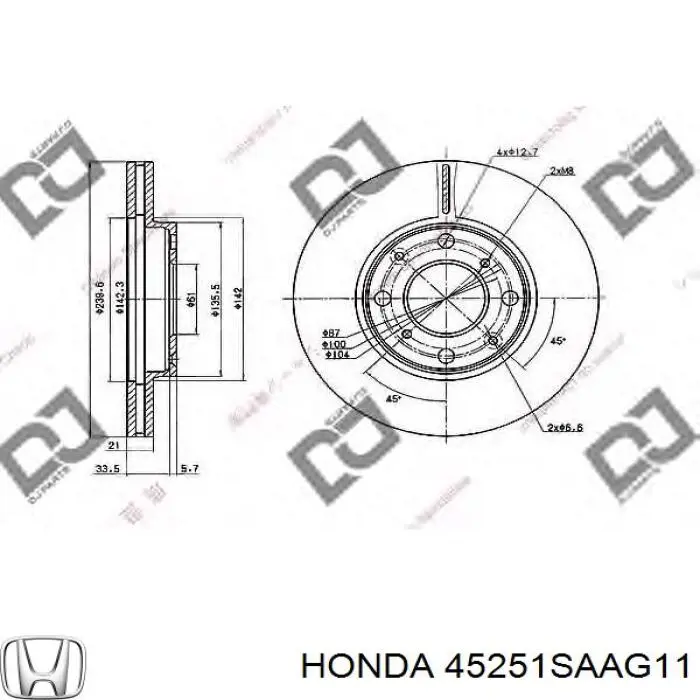 Гальмівні диски передні 45251SAAG11 Honda