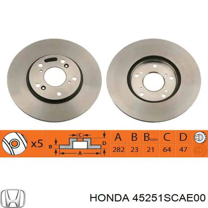 Диск переднього гальма Honda 45251SCAE00 ціна, від 33.60 USD