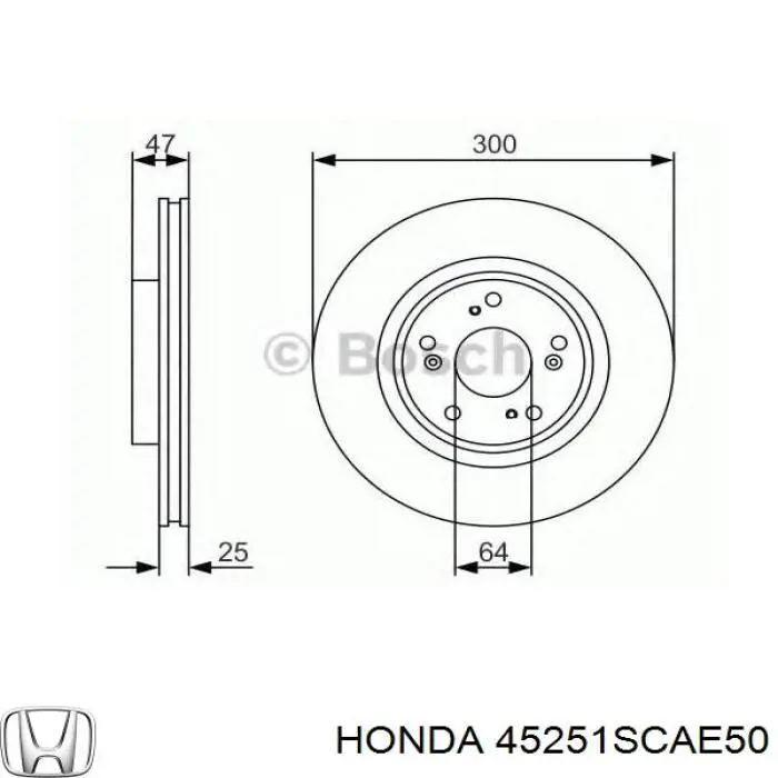Диск переднього гальма Honda 45251SCAE50 ціна, від 41.47 USD