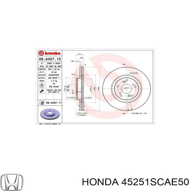 Диск переднього гальма Honda 45251SCAE50 ціна, від 41.47 USD