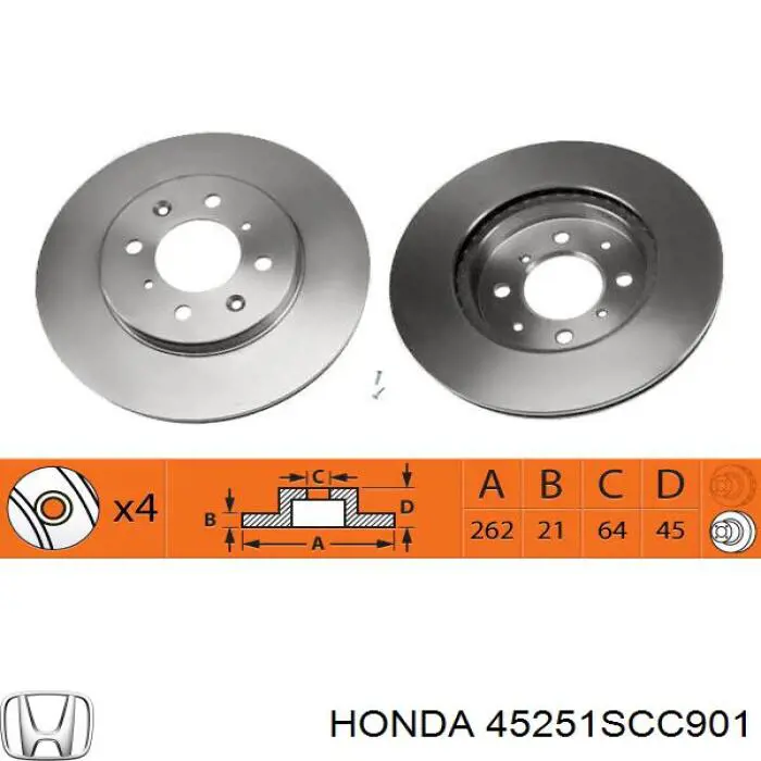 Диск переднього гальма Honda 45251SCC901 ціна, від 30.76 USD