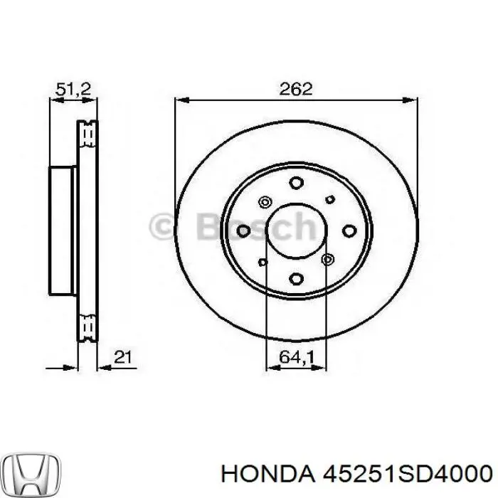 45251SD4000 Honda Гальмо дискове переднє