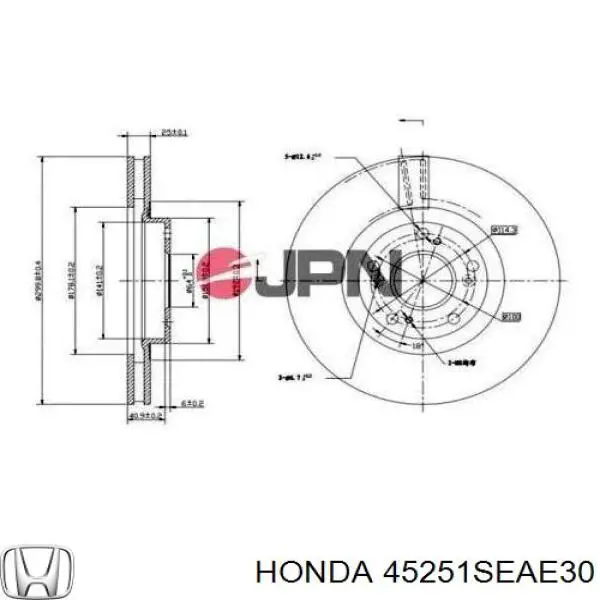 Диск гальмівний передній 45251SEAE30 Honda