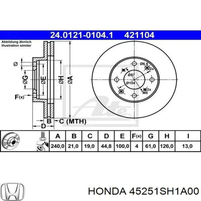 Гальмівні диски передні 45251SH1A00 Honda