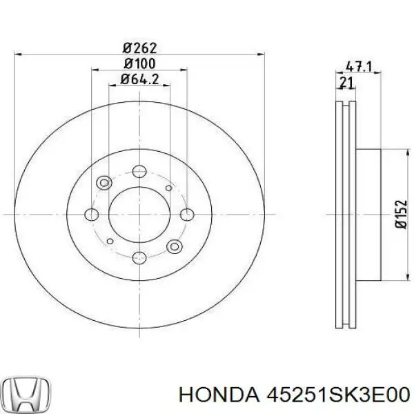 Купити 45251SK3E00 Honda Ротор гальмівний