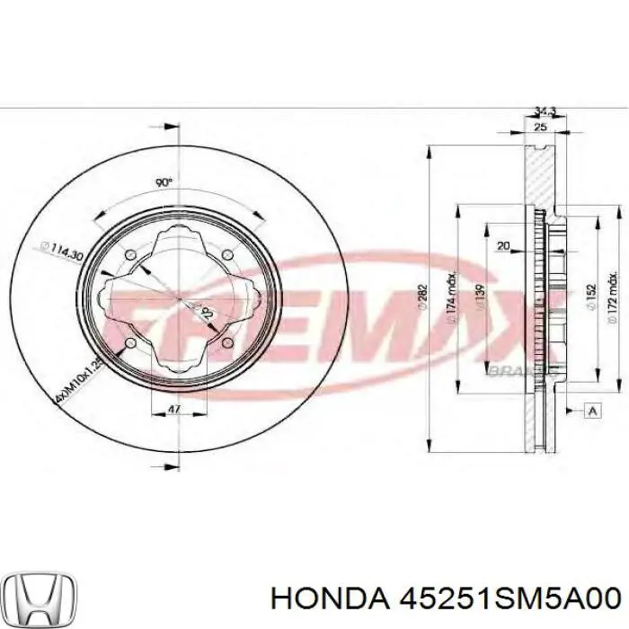 Гальмівні диски передні 45251SM5A00 Honda