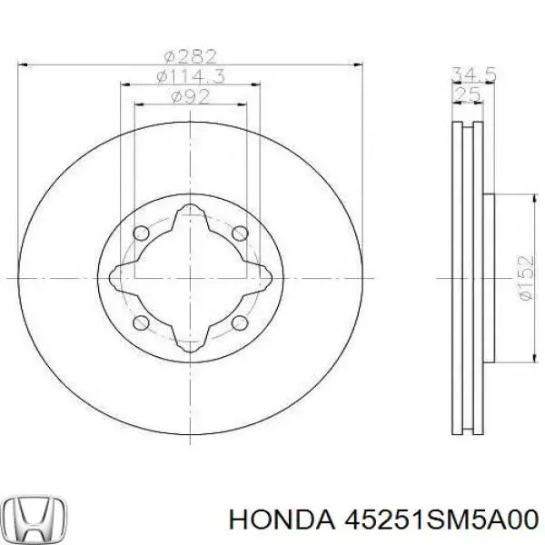 Купити 45251SM5A00 Honda Ротор гальмівний