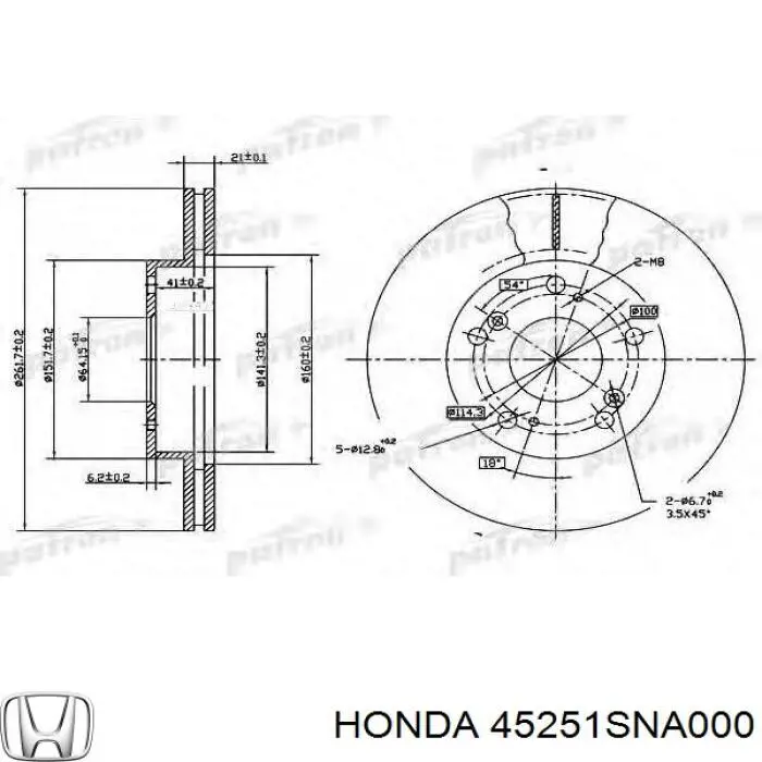 Диск гальмівний передній Honda 45251SNA000