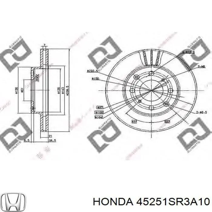 Гальмівні диски передні 45251SR3A10 Honda