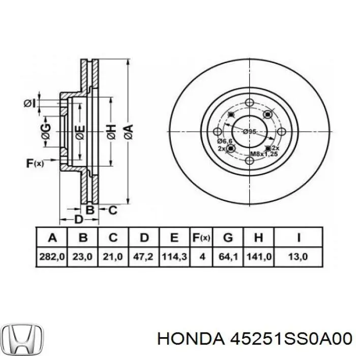 Диск гальмівний передній Honda 45251SS0A00