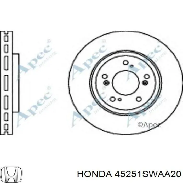 Диск переднього гальма Honda 45251SWAA20 ціна, від 44.37 USD