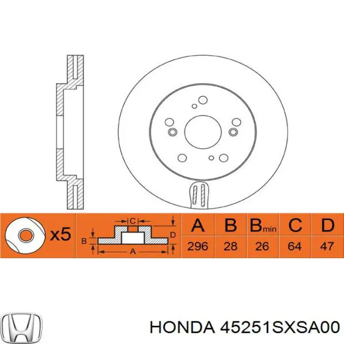Диск переднього гальма Honda 45251SXSA00 ціна, від 64.03 USD