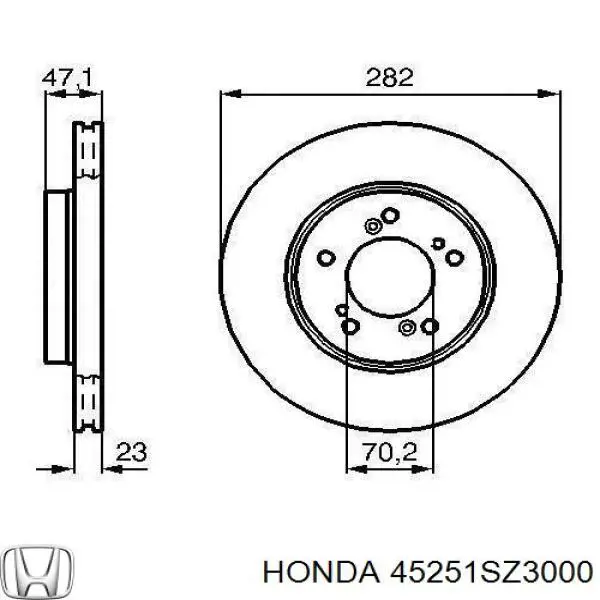 Диск переднього гальма Honda 45251SZ3000 ціна, від 39.61 USD