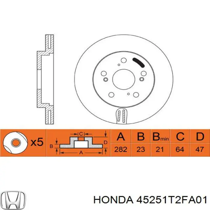 Диск переднього гальма Honda 45251T2FA01 ціна, від 42.87 USD
