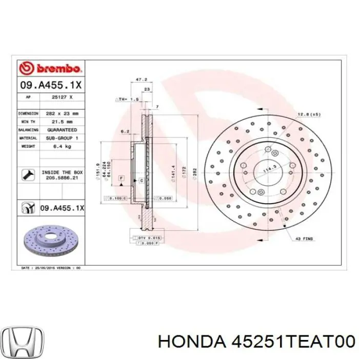 Купити 45251TEAT00 Honda Ротор гальмівний