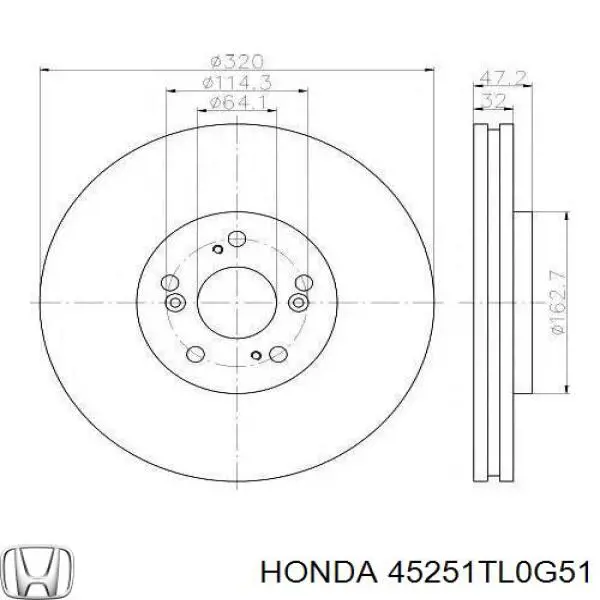 Купити 45251TL0G51 Honda Ротор гальмівний