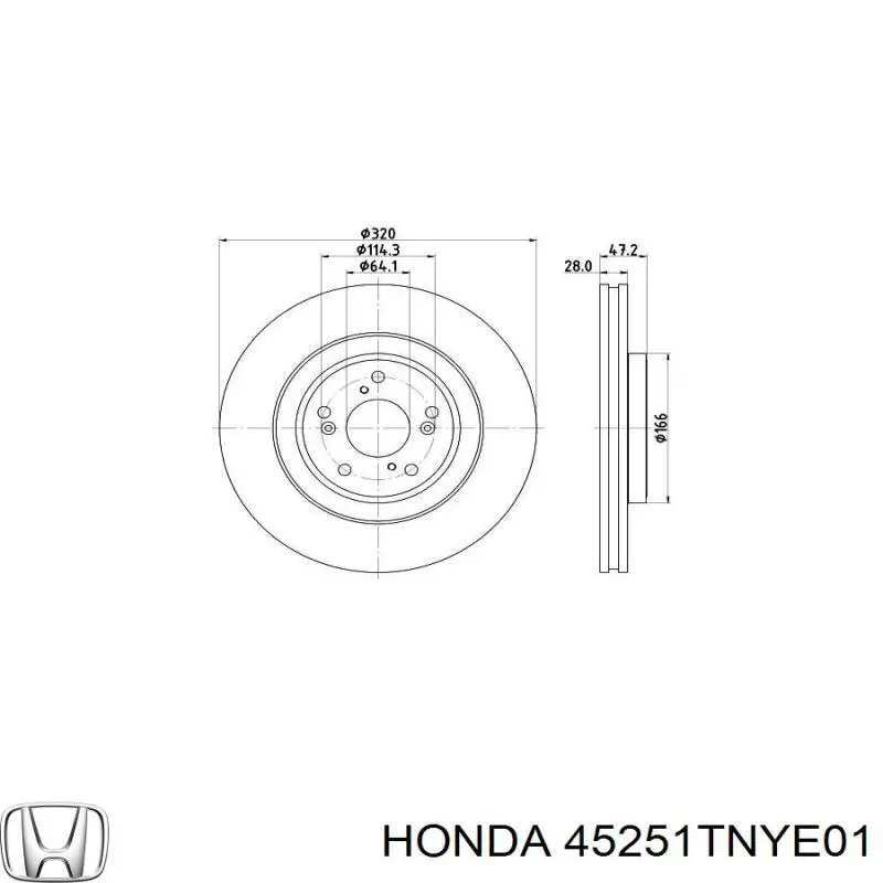 45251TNYE01 Honda Гальмо дискове переднє