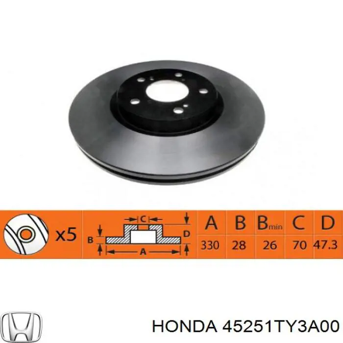 Диск гальмівний передній 45251TY3A00 Honda