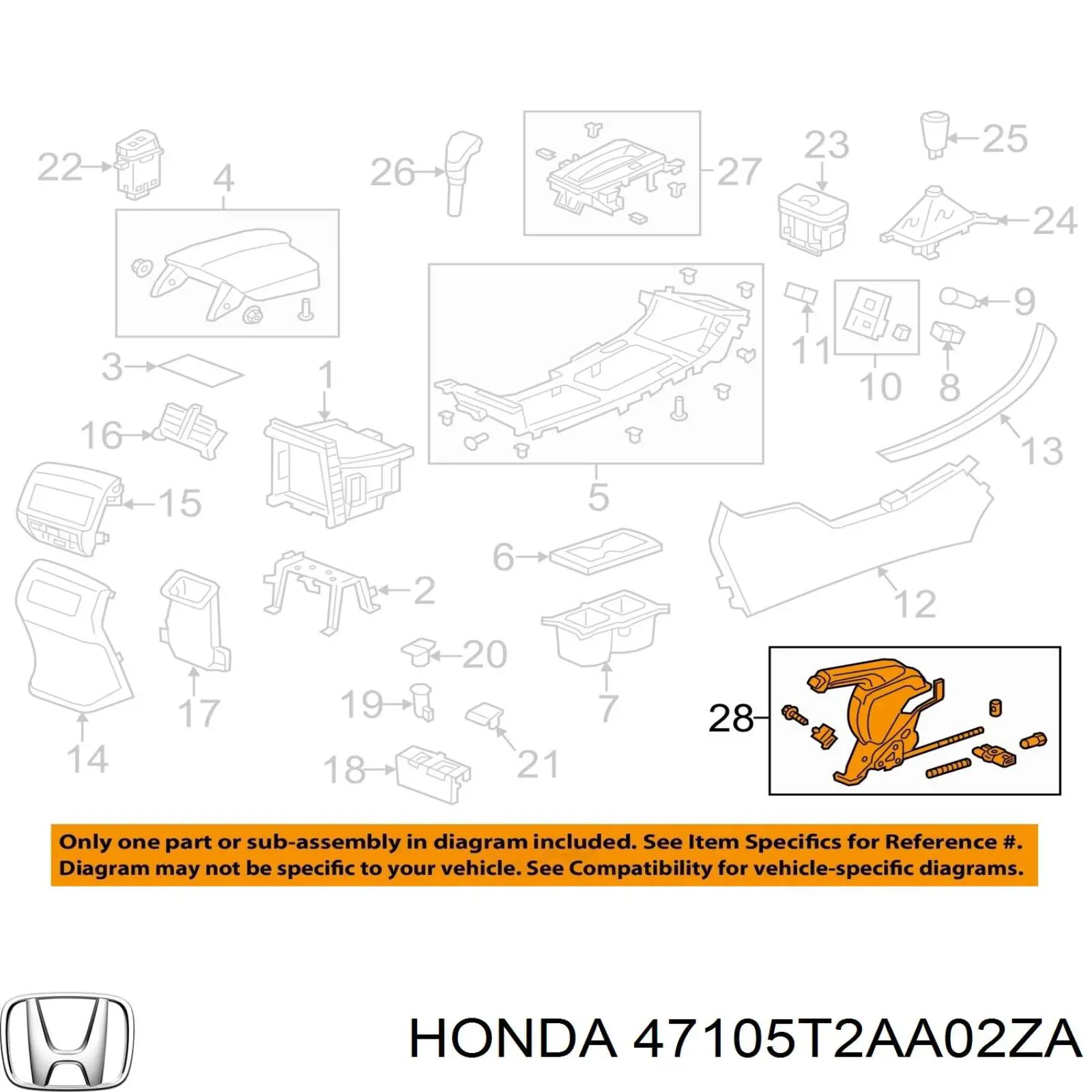 47105T2AA02ZA Honda Привід гальма стоянки (управління ручним гальмом)