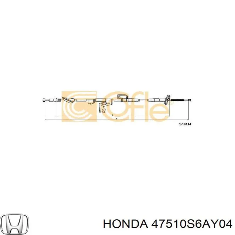 Трос стоянкового гальма задній правий Honda 47510S6AY04 ціна, від 35.91 USD