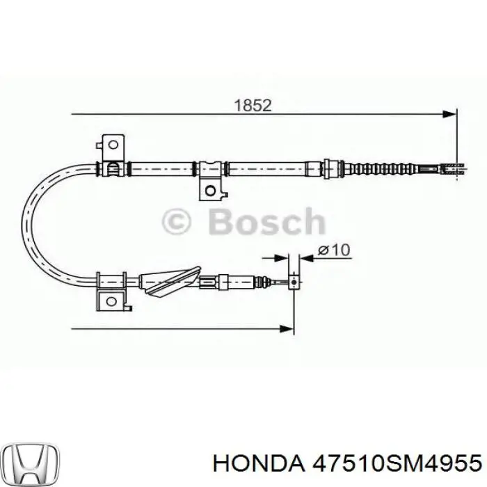 Трос стоянкового гальма задній правий Honda 47510SM4955 ціна, від 17.60 USD