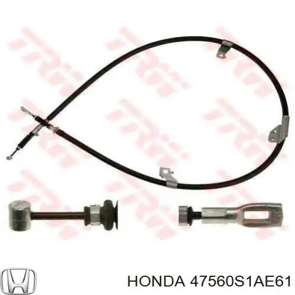 Трос стоянкового гальма задній лівий Honda 47560S1AE61 ціна, від 50.48 USD