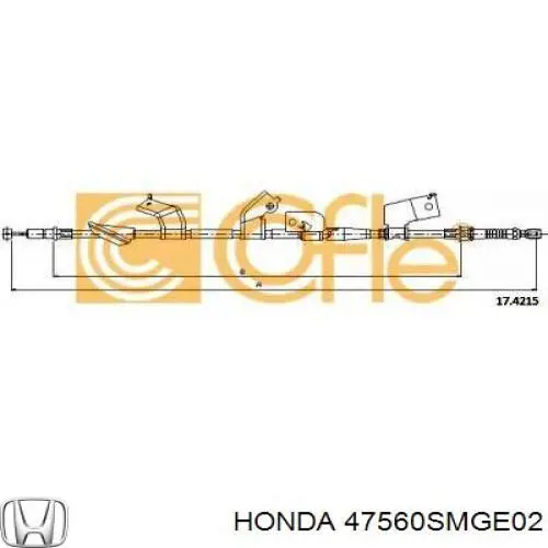 Трос ручного гальма задній, лівий 47560SMGE02 Honda